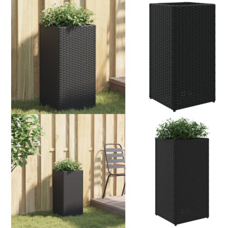 Jardinera de ratán sintético negra 30x30x60 cm - Jardinera de exterior - Macetas para plantas