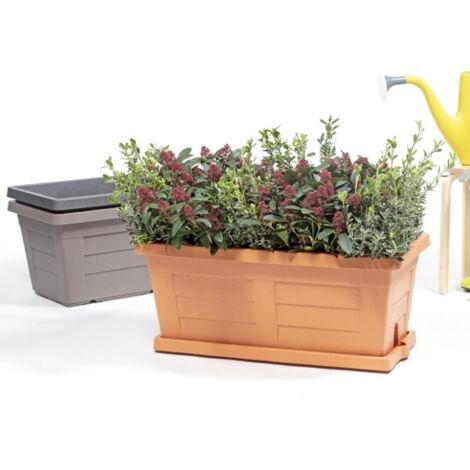 Jardinera de terracota de 80 cm para plantas y flores de jardín sin plato (código 31180)
