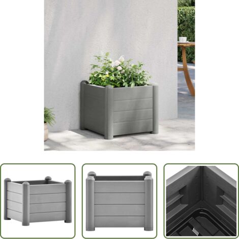 Jardinera de tierra -  Arriate de jardín PP gris piedra 43x43x35 cm