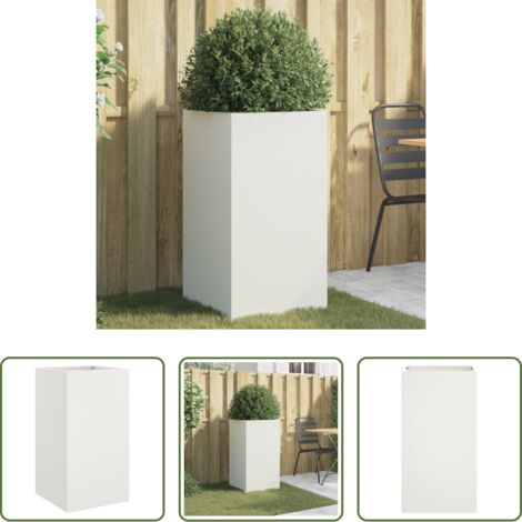 Jardinera decorativa -  Jardinera acero blanco 42x38x75 cm