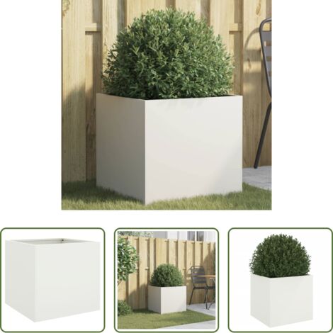 Jardinera decorativa -  Jardinera acero blanco 49x47x46 cm