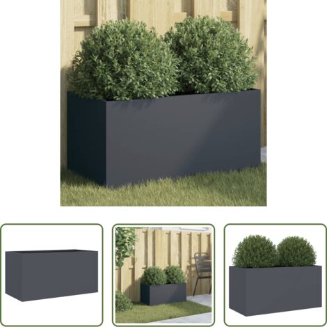 Jardinera decorativa -  Jardinera acero gris antracita 62x30x29 cm
