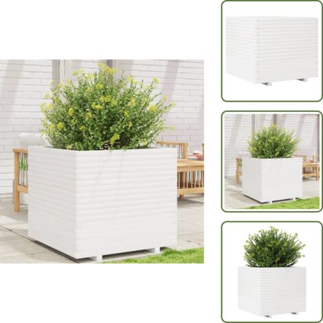 Jardinera decorativa - vidaXL Jardinera de madera maciza de pino blanca 80x80x72 cm - Jardinera para patios