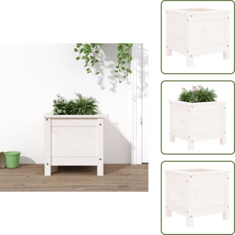 Jardinera decorativa - vidaXL Jardinera madera maciza de pino blanco 40x40x39 cm - Macetero para plantas