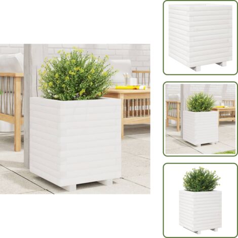 Jardinera decorativa - vidaXL Jardinera madera maciza de pino blanco 40x40x49,5 cm - Jardinera para patios