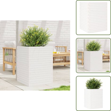 Jardinera decorativa - vidaXL Jardinera madera maciza de pino blanco 50x50x68,5 cm - Jardinera para patios