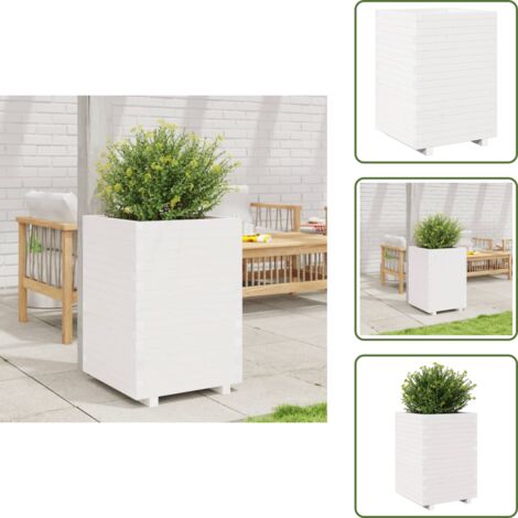 Jardinera decorativa - vidaXL Jardinera madera maciza de pino blanco 50x50x72,5 cm - Jardinera para patios
