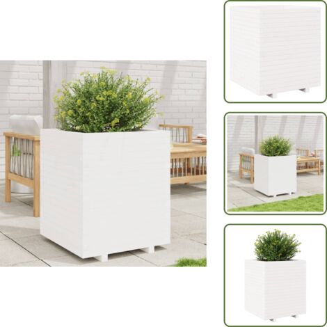 Jardinera decorativa - vidaXL Jardinera madera maciza de pino blanco 60x60x72,5 cm - Jardinera para patios