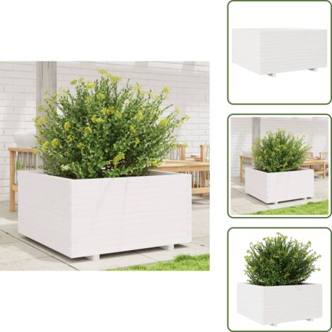 Jardinera decorativa - vidaXL Jardinera madera maciza de pino blanco 90x90x49,5 cm - Jardinera para patios