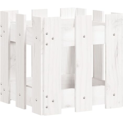 Jardinera diseño de valla madera maciza pino blanca 30x30x30 cm vidaXL