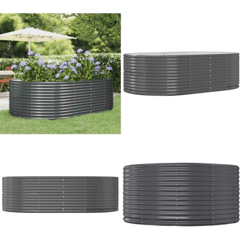 Jardinera elevada antracita 212x140x68 cm acero galvanizado - Maceta para jardín - Maceta ovalada