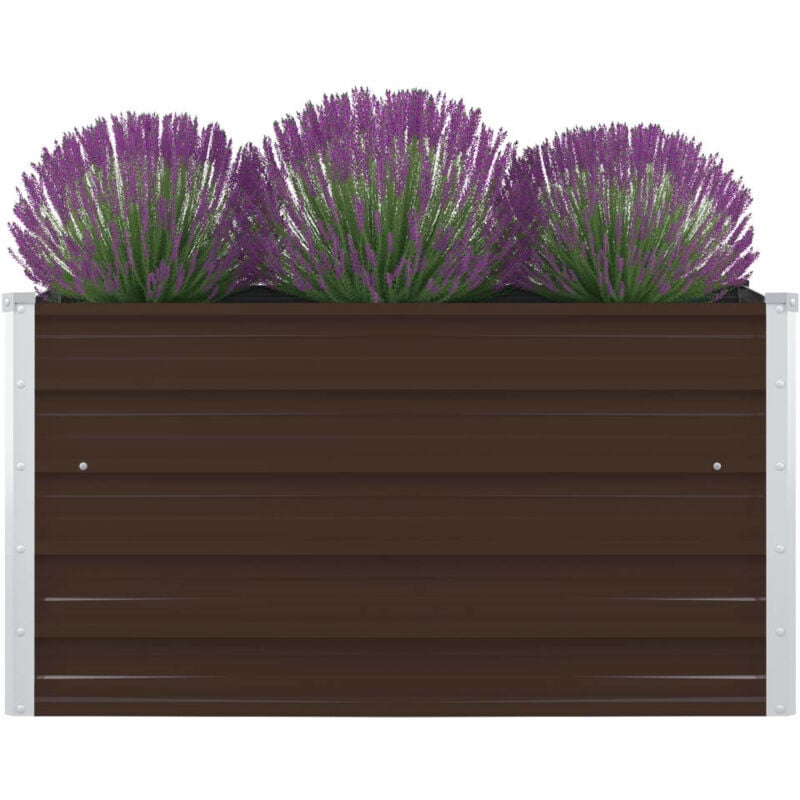 

vidaXL Jardinera elevada de acero galvanizado marrón 100x100x45 cm - Marrón