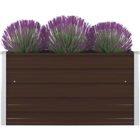 Jardinera elevada de acero galvanizado marrón 100x100x45 cm vidaXL