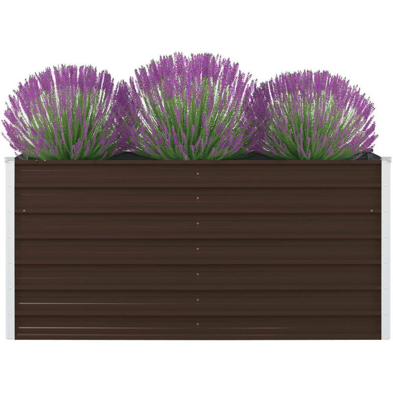

Jardinera elevada de acero galvanizado marrón 160x80x45 cm