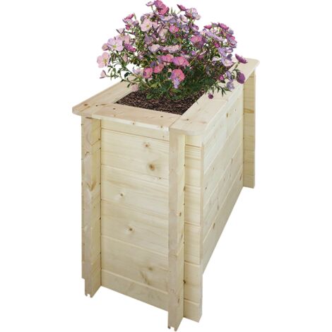 Jardinera elevada de madera - 100x38xH39 cm - macetas de exterior para jardín, balcón, terraza - Macetas de madera para flores, especias, verduras - madera maciza de pino/abeto de 28 mm - Timbela M612