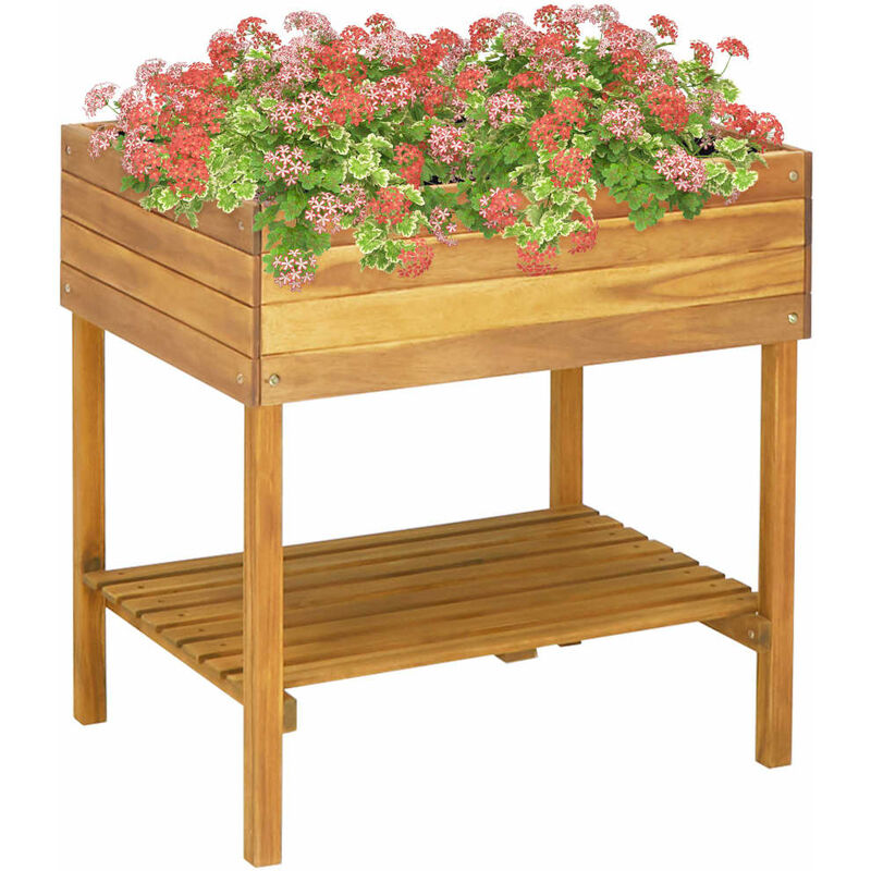 

vidaXL Jardinera elevada de madera maciza de acacia 78,5x58,5x78,5 cm - Marrón