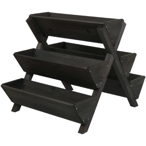 Jardinera elevada para flores y hierbas 5 jardineras 56 × 56 × 70 cm para exterior madera de abeto antracita 040009612