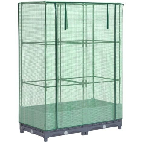 Jardinera elevada para terraza jardín elevado con cubierta aspecto ratán 80 x 40 x 123 cm color gris azulado 020038786