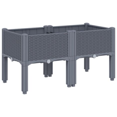 Jardinera elevada para terraza o jardín con patas 80 x 40 x 42 cm PP gris 020038169