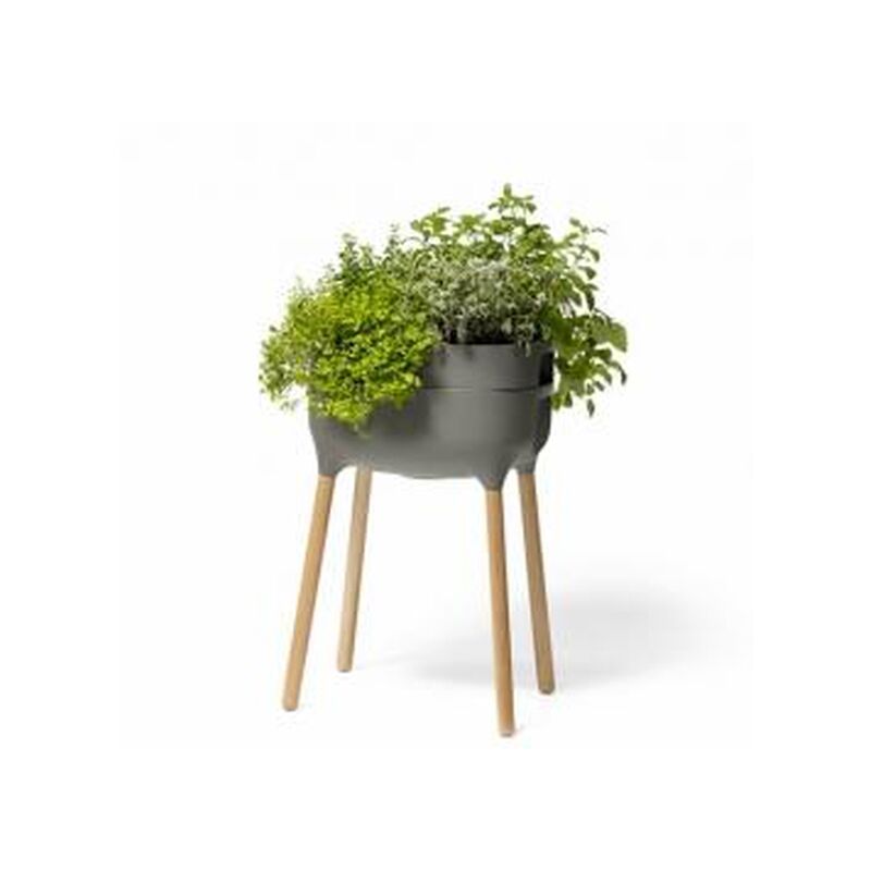 

Jardinera elevada con Autoriego y patas de madera. Antracita claro. 50,5x38x76 cm - Urbalive