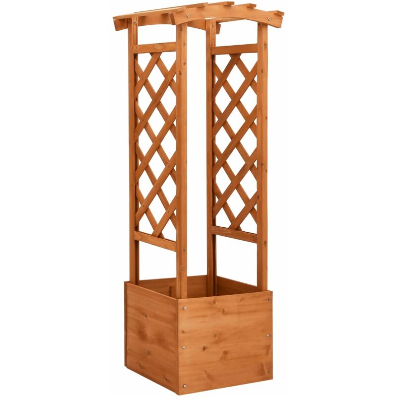 

Jardinera enrejada con arco madera de abeto 49x39x130 cm