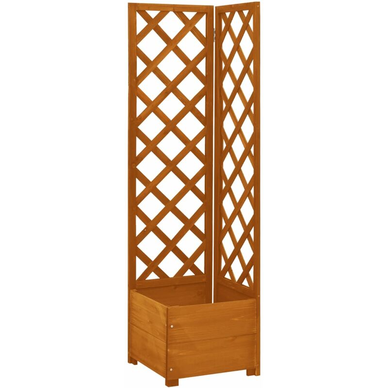 

Jardinera enrejada de esquina madera abeto naranja 40x40x150 cm