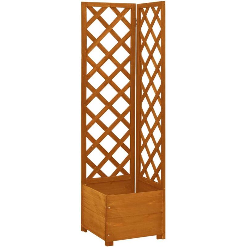 

vidaXL Jardinera enrejada de esquina madera abeto naranja 40x40x150 cm - Naranja