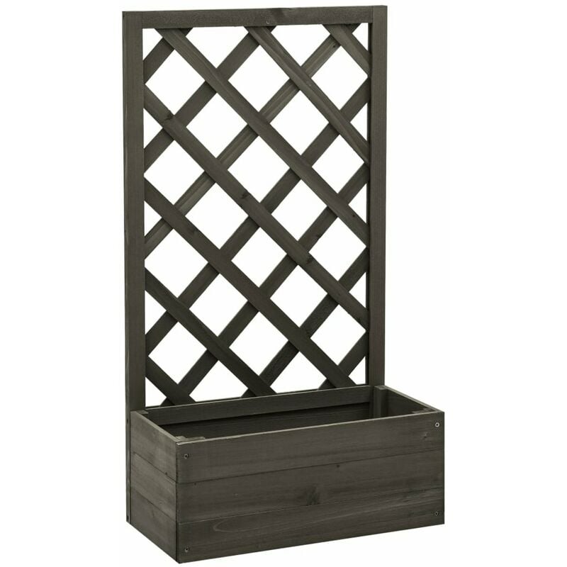 

Happyshopping - Jardinera enrejada de jardin madera abeto gris 50x25x90 cm