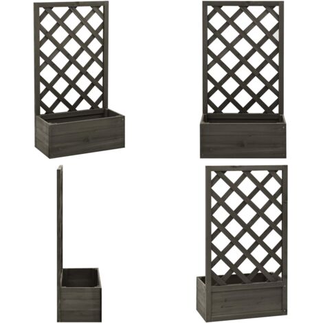 Jardinera enrejada de jardín madera abeto gris 50x25x90 cm - Maceta de madera - Plantas enredaderas