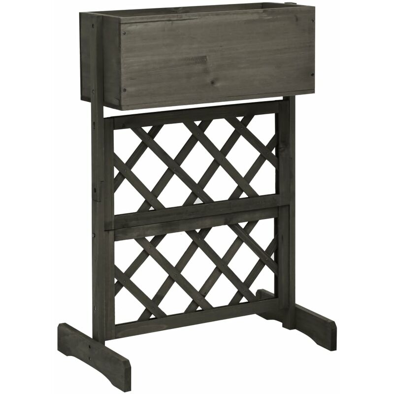 

Jardinera enrejada de jardín madera de abeto gris 45x30x74 cm - Gris