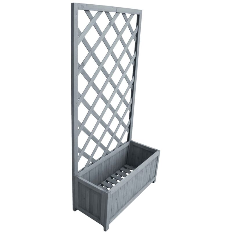 

vidaXL Jardinera enrejada madera maciza de abeto 30x70x135 cm - Gris