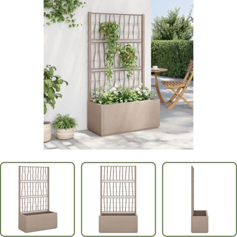 Jardinera exterior - Jardinera con enrejado PP marrón claro 80x36x140 cm