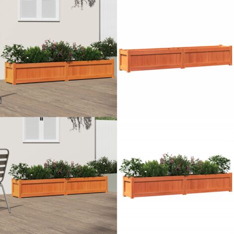 Jardinera exterior madera maciza pino marrón cera 180x31x31 cm - Jardinera de madera - Madera maciza