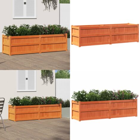 Jardinera exterior madera maciza pino marrón cera 180x50x50cm - Jardinera de madera - Madera maciza