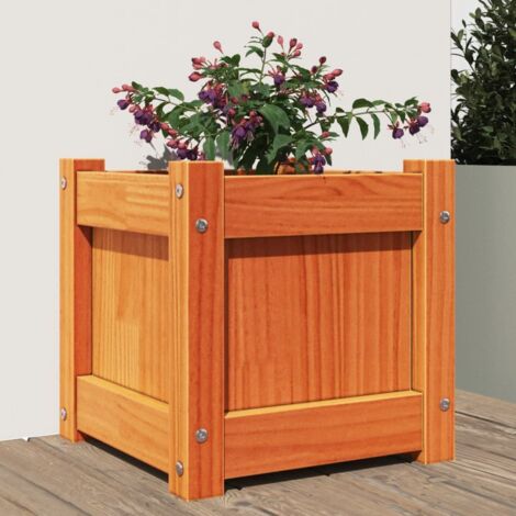 Jardinera exterior madera maciza pino marrón cera 31x31x31 cm vidaXL