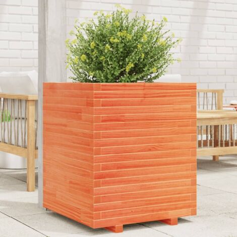 Jardinera exterior madera maciza pino marrón cera 60x60x72 cm vidaXL