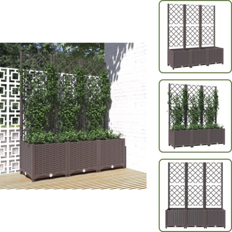 Jardinera exterior - vidaXL Jardinera de jardín con enrejado marrón 120x40x136 cm PP - Jardinera para terraza