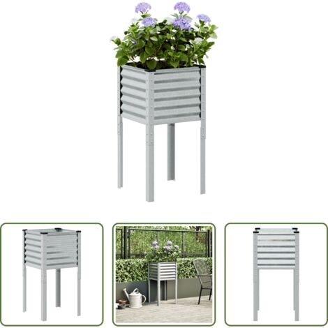 Jardinera galvanizada -  Jardinera de jardín 45x45x88 cm de acero galvanizado
