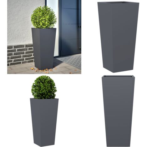 Jardinera hexagonal acero antracita 35x35x75 cm - Macetero de jardín - Maceta para plantas