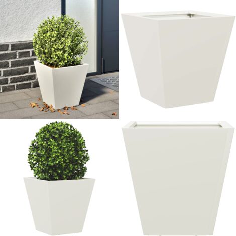 Jardinera hexagonal acero blanca 30x30x30 cm - Macetero de jardín - Macetero de acero