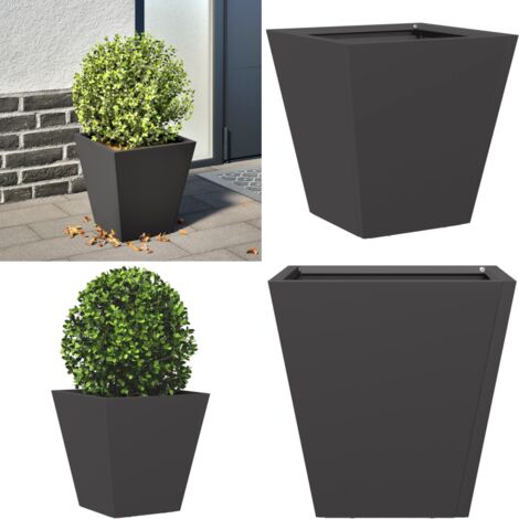 Jardinera hexagonal acero negra 30x30x30 cm - Macetero de jardín - Maceta para plantas