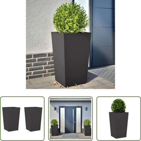 Jardinera -  Jardineras 2 uds acero negro 45x45x75 cm