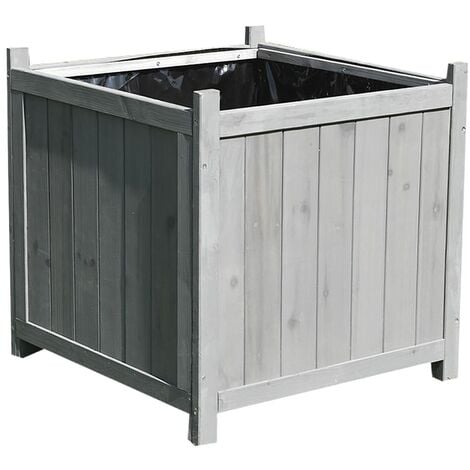 MUCOLA Jardinera Maceta de flores Macetero Madera Gris plantas flores jardinera Soporte para flores jardín exterior terraza decorativo decoración