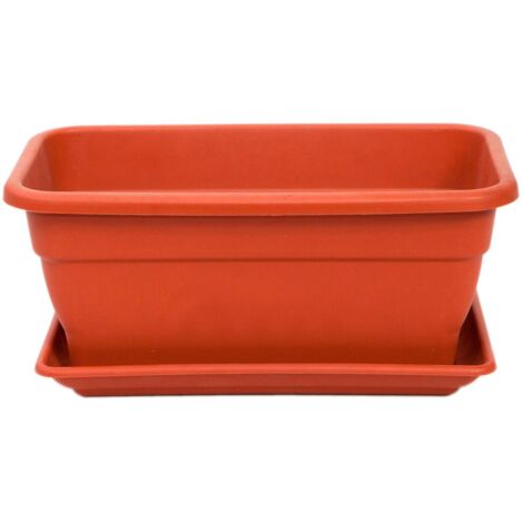 jardinera macetero rectangular plastico terracota eva 40cm+plato