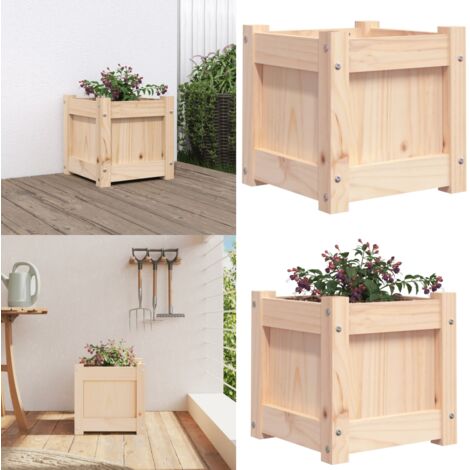 Jardinera madera maciza de pino 31x31x31 cm - Jardinera de pino - Jardinera exterior