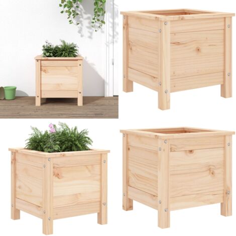 Jardinera madera maciza de pino 40x40x39 cm - Macetero para jardín - Jardinera de pino