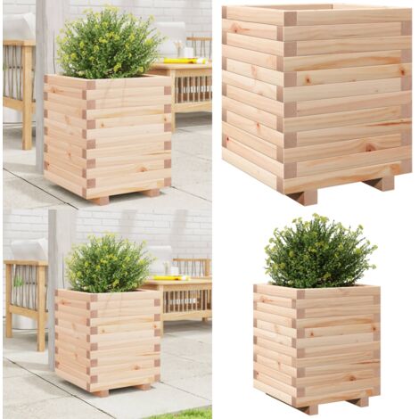 Jardinera madera maciza de pino 40x40x49,5 cm - Jardinera de pino - Jardinera exterior