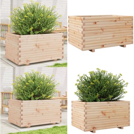 Jardinera madera maciza de pino 90x60x49,5 cm - Jardinera de pino - Jardinera exterior