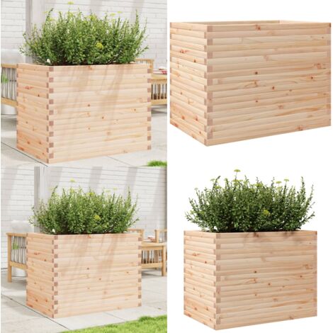 Jardinera madera maciza de pino 90x60x68,5 cm - Jardinera de pino - Jardinera exterior