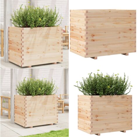 Jardinera madera maciza de pino 90x60x72 cm - Jardinera de pino - Jardinera exterior